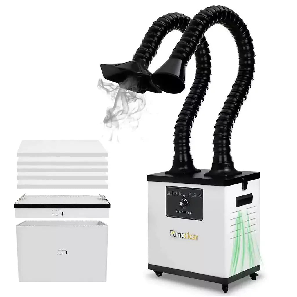 Fumeclear FC-1002A professional dual hose nail dust collector and fume extractor with replaceable 3-layer filters