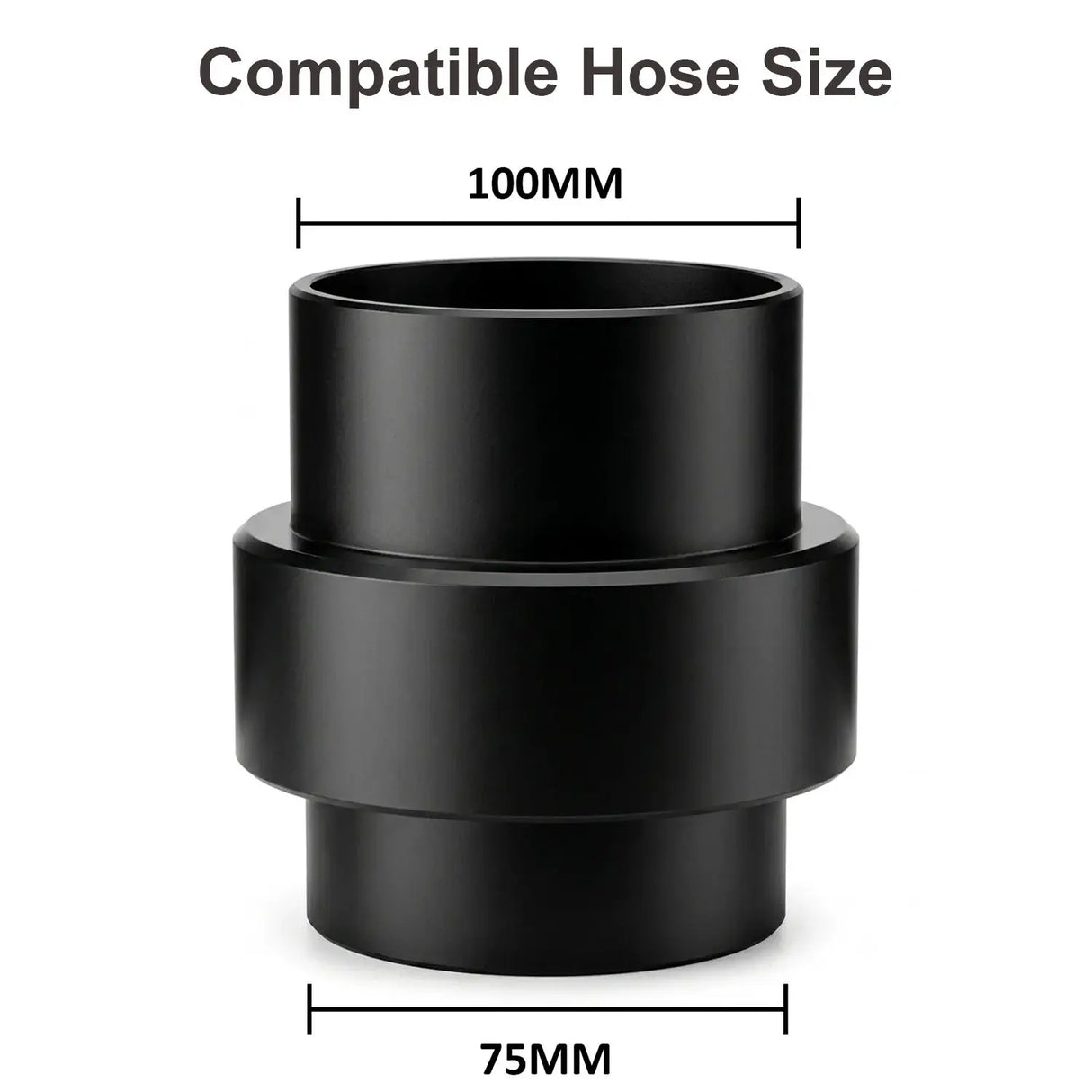 FUMECLEAR 75mm to 100mm Duct Reducer with size dimensions - 100mm to 75mm fume extractor duct reducer adapter