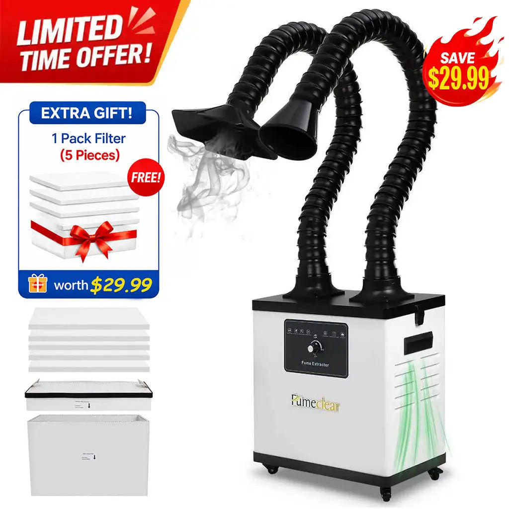 Fumeclear FC-1002A Fume Extractor – Limited-Time Offer with 5 Pre-Filter for a Cleaner, Safer Workspace