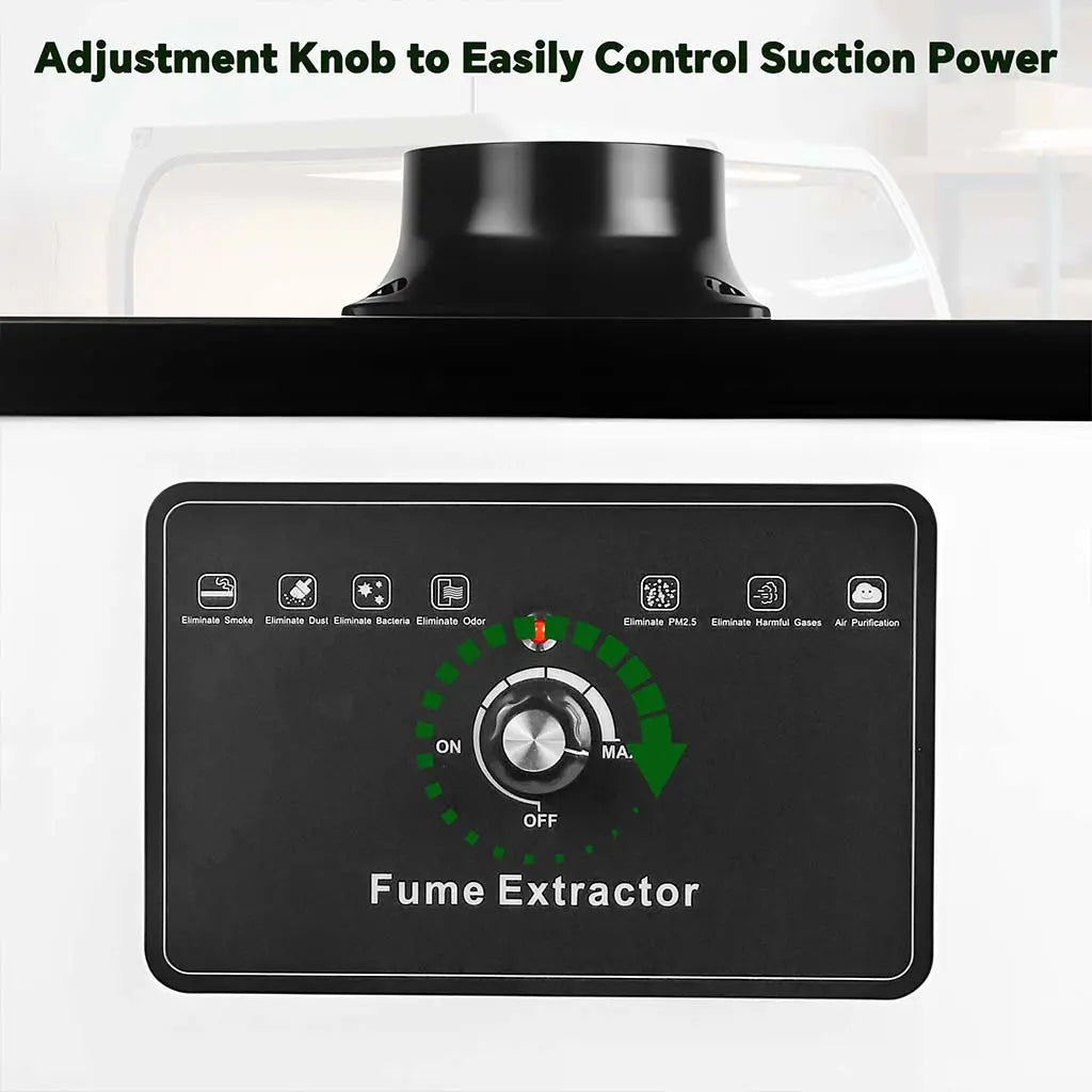 Fumeclear FC-1001A fume extractor for under 30W laser engraver and soldering with adjustment knob for suction power control