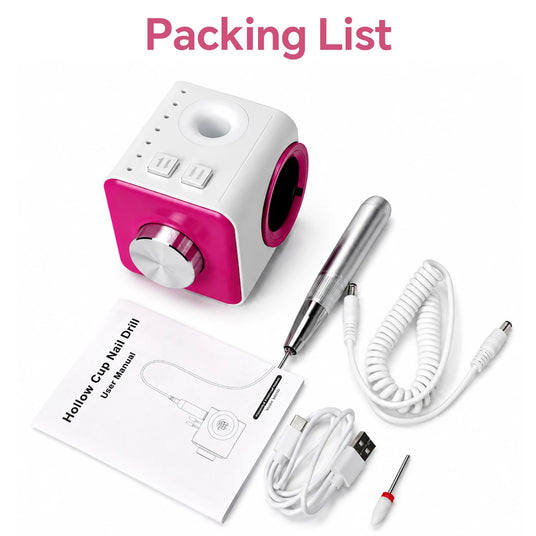 FUMECLEAR Nail Drill Full Packing List - Electric Nail Drill Machine, Handpiece, Bits, Cord, Manual and Accessories