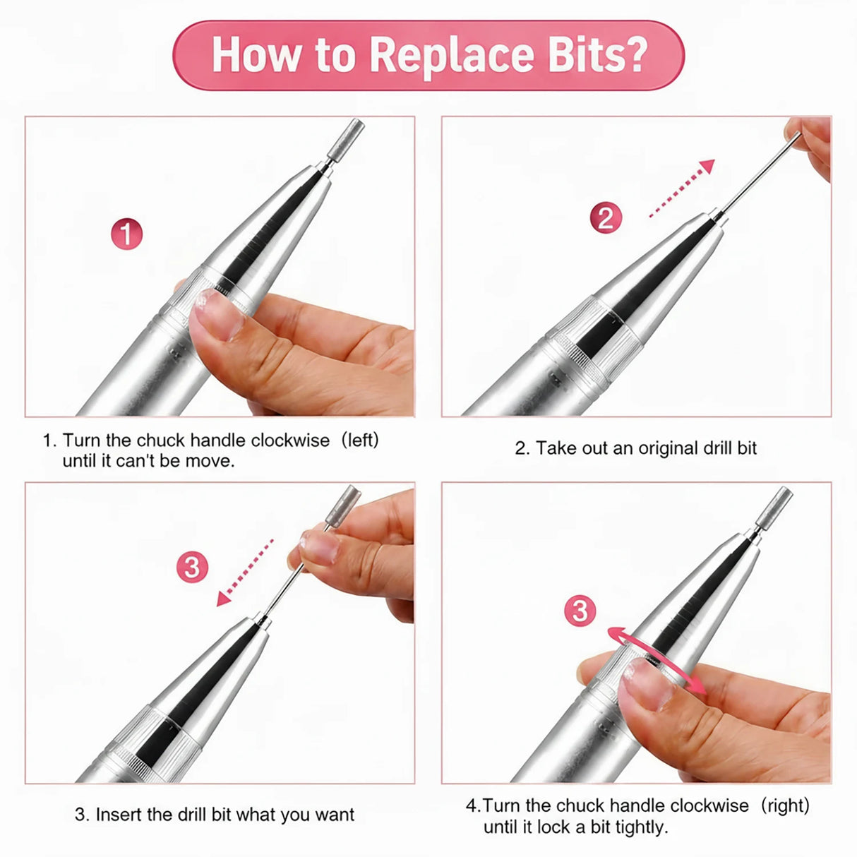FUMECLEAR Nail Drill Easy Bit Replacement Guide - How to Change Nail Drill Bits Step by Step