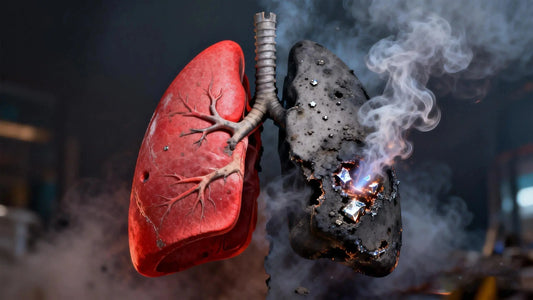 Illustration of lung damage caused by inhaling toxic solder fumes during electronics soldering