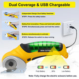 Cordless Electric Rotary Cutter – Mini Fabric & Cardboard Cutting Tool with USB Recharge, Safety Lock, Easy Grip Handle Fumeclear fumeclear