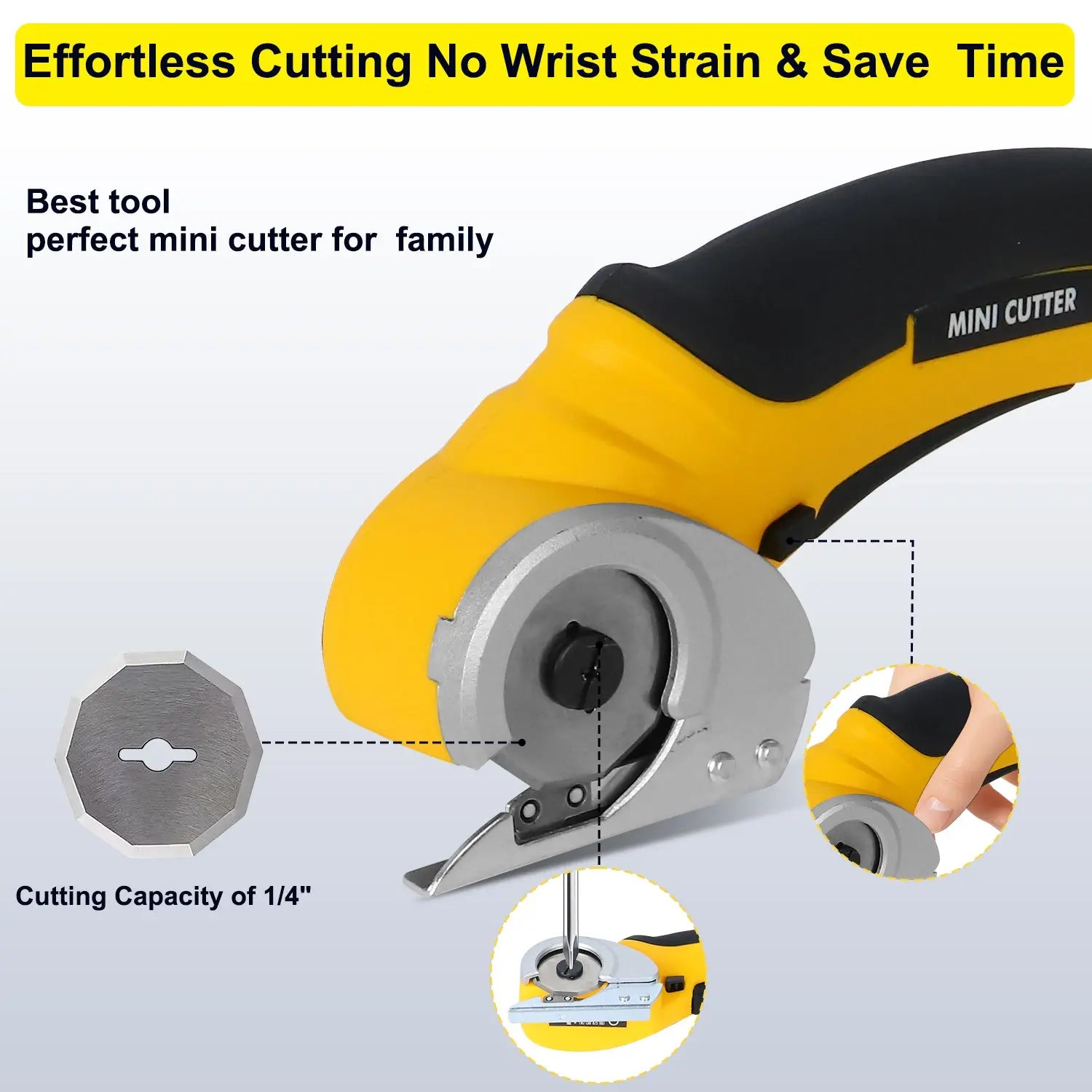 Cordless Electric Rotary Cutter – Mini Fabric & Cardboard Cutting Tool with USB Recharge, Safety Lock, Easy Grip Handle Fumeclear fumeclear