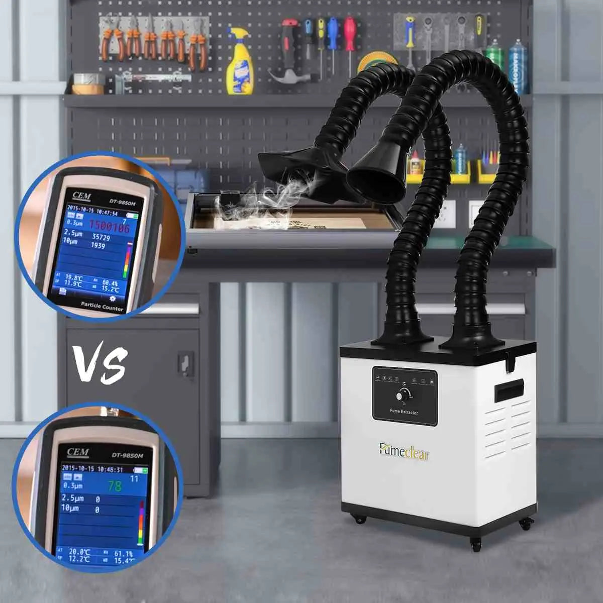 FumeClear FC-1002A Laser Fume Extractor – Eliminate Smoke, Odors & Fine Dust for Laser Work Fumeclear fumeclear