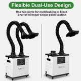 Fumeclear FC-1002A flexible dual-use design - use two arms for multi-tasking or block one for stronger single point suction