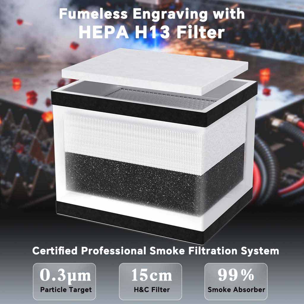 Fumeclear FC-2001X laser fume extractor HEPA H13 filter for 99.97% 0.3μm particle removal and professional smoke absorption