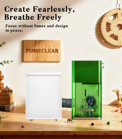 Create fearlessly and breathe freely with FumeClear FC-2001X laser smoke purifier—eliminate fumes for focused, odor-free design in your home workshop