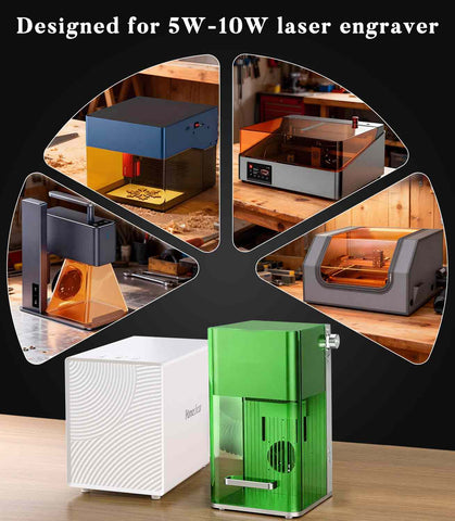 FumeClear FC-2001X compact laser fume extractor specifically designed for 5W-10W diode and CO2 laser engravers including xTool F1, K10, L2, M1, P1, S1, D1 Pro