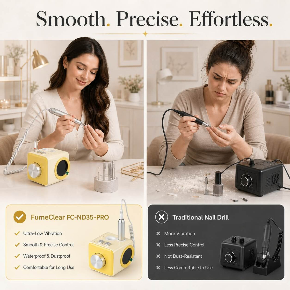 FumeClear FC-ND35-PRO Professional Nail Drill – 35,000 RPM Electric Nail File with Ultra-Low Vibration fumeclear fumeclear