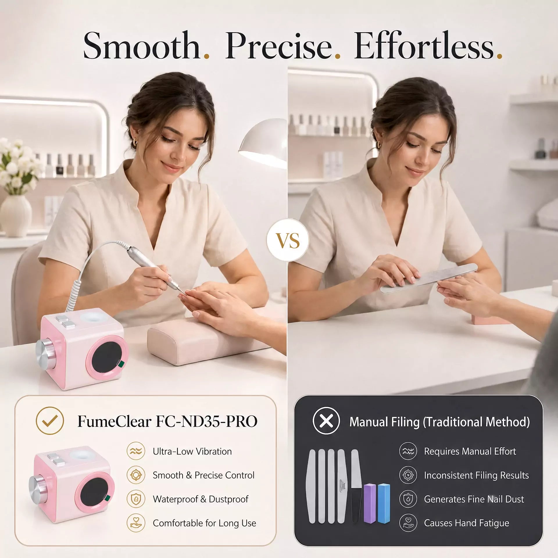 FumeClear FC-ND35-PRO Professional Nail Drill – 35,000 RPM Electric Nail File with Ultra-Low Vibration fumeclear fumeclear