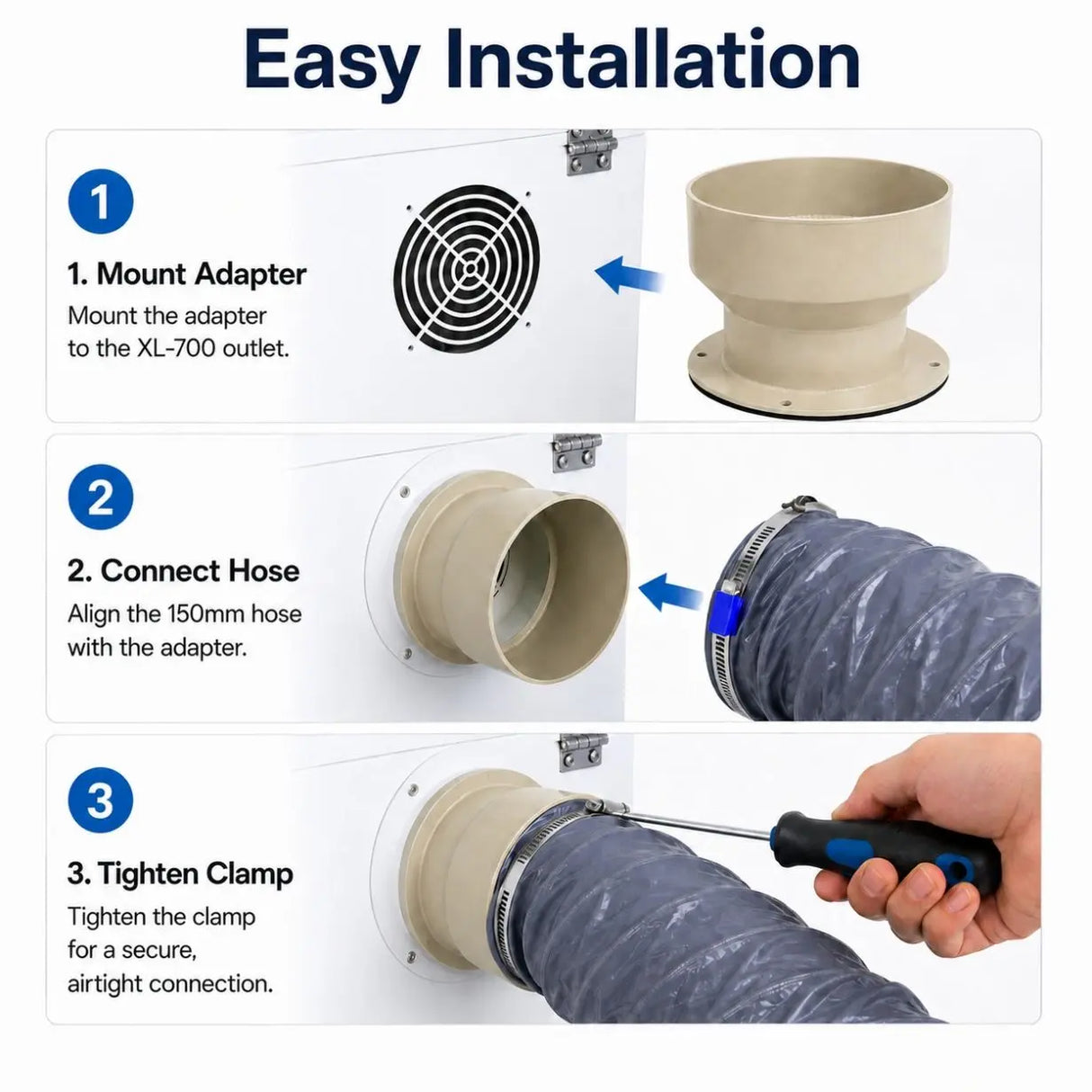 FumeClear XL-700 100mm to 150mm/4inch to 6 inch Duct Adapter for 150mm Hose Connection Fumeclear fumeclear