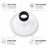 FumeClear® Acrylic Round Hood Φ75mm*315mm for FC-1001A/FC-1002A Fume Extractor – Clear Smoke Capture Nozzle