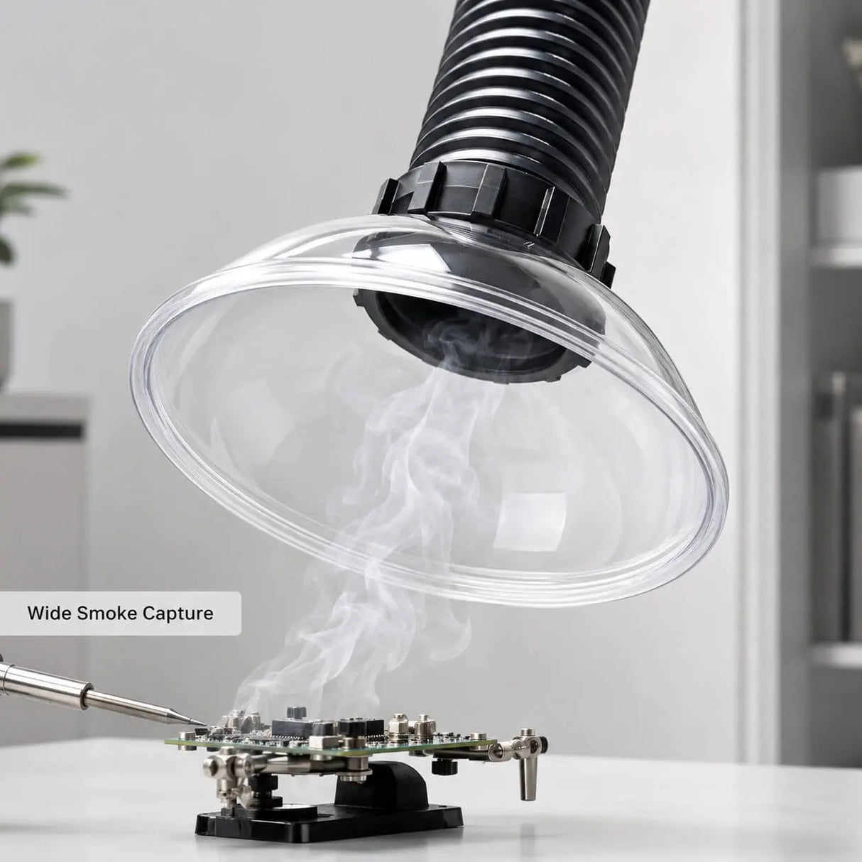 FumeClear® Acrylic Round Hood Φ75mm*315mm for FC-1001A/FC-1002A Fume Extractor – Clear Smoke Capture Nozzle