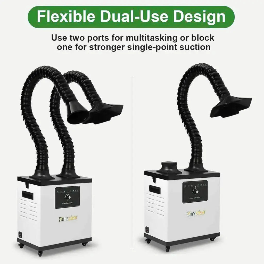 Flexible Dual-Use Design for Single or Dual Point Fume Extraction