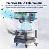 Fumeclear FC-700 premium H13 HEPA filter system captures 99.97% of particles as small as 0.3 microns