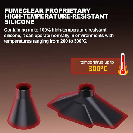 Fumeclear fume extractor silicone hood made from high-temperature heat-resistant silicone, designed to withstand temperatures up to 300°C