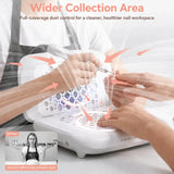 FUMECLEAR Foldable Nail Dust Collector wider collection area capturing nail dust during manicure for cleaner nail salon workspace