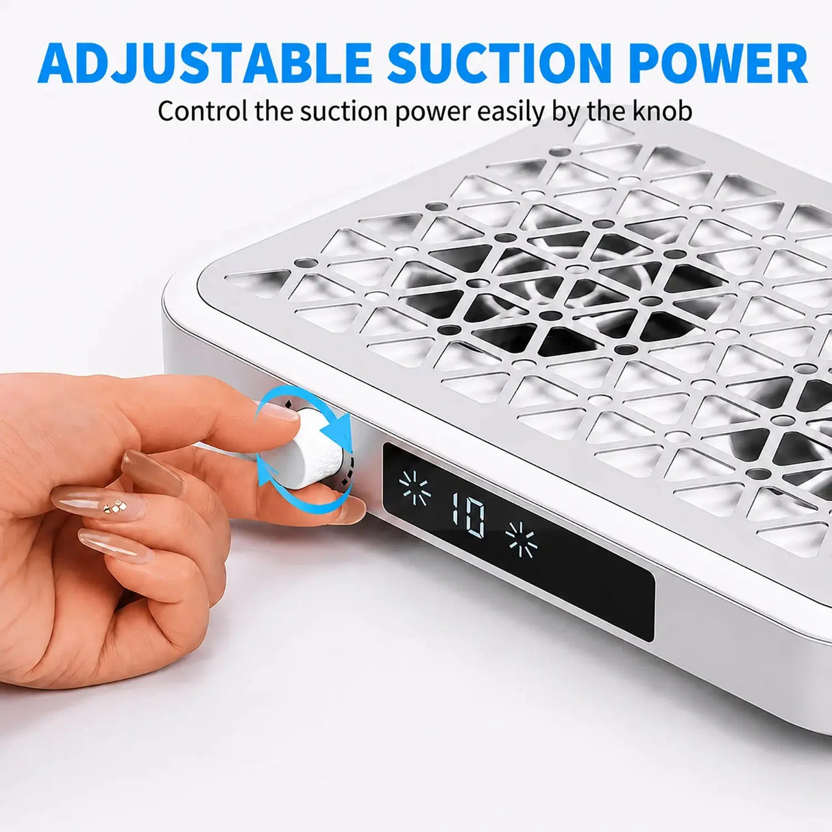 FUMECLEAR FC-G6 Nail Dust Collector Adjustable Suction Power - Easy Control Knob for Strong 1600Pa Suction, Professional Manicure Vacuum Cleaner