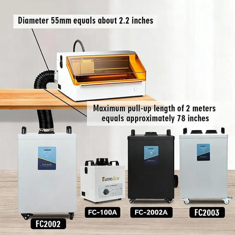 Fumeclear Retractable Fume Extractor Hose – 50mm & 75mm Replacement Extraction Tube Fumeclear fumeclear