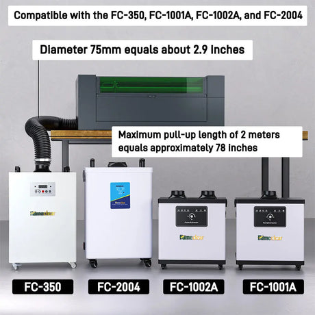Fumeclear Retractable Fume Extractor Hose – 50mm & 75mm Replacement Extraction Tube Fumeclear fumeclear