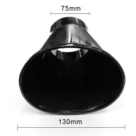 Fumeclear fume extractor hood dimensions: upper section 75 mm, lower section 130 mm.
