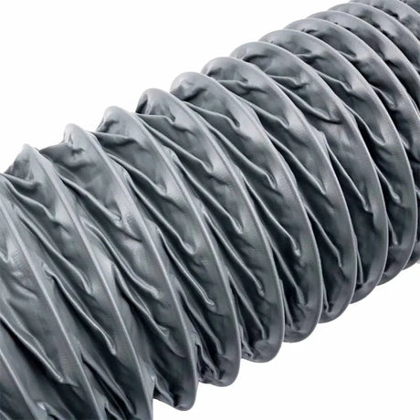 Close-up of Fumeclear XL-300 industrial laser fume extractor corrugated flexible duct hose texture
