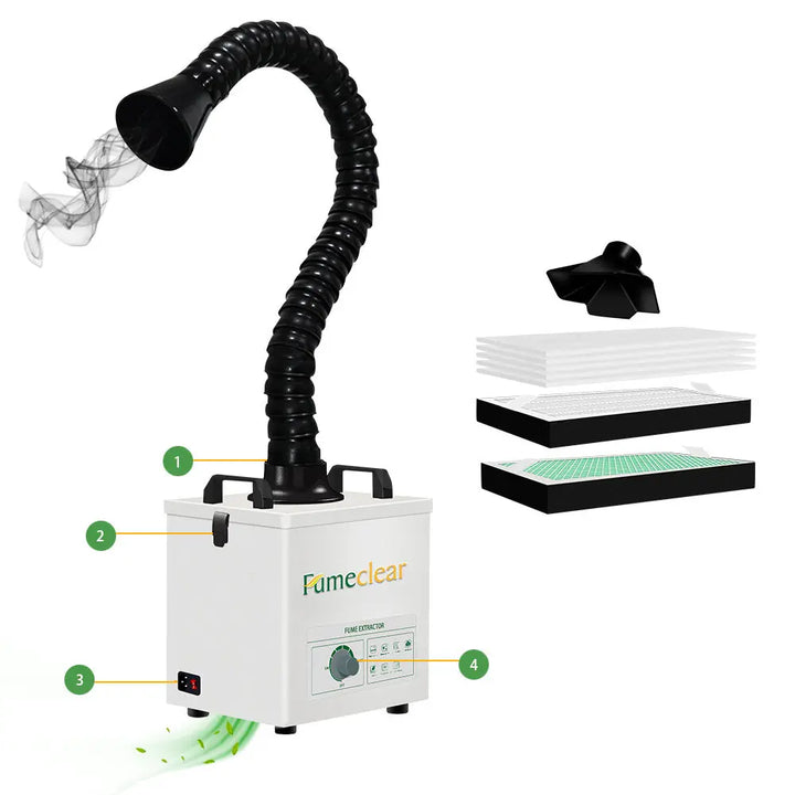 Peripheral Extractor Fumeclear® FC-2004 Fume Extractor 247CFM Laser engraver fume extractor