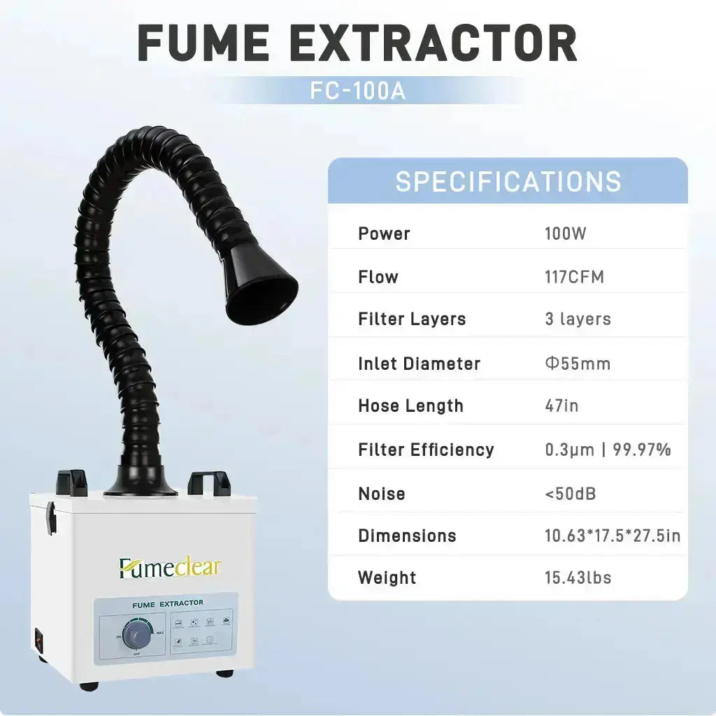 Fumeclear® FC-100A Solder Fume Extractor - 99.97% Filtration for Safe Soldering fumeclear fumeclear