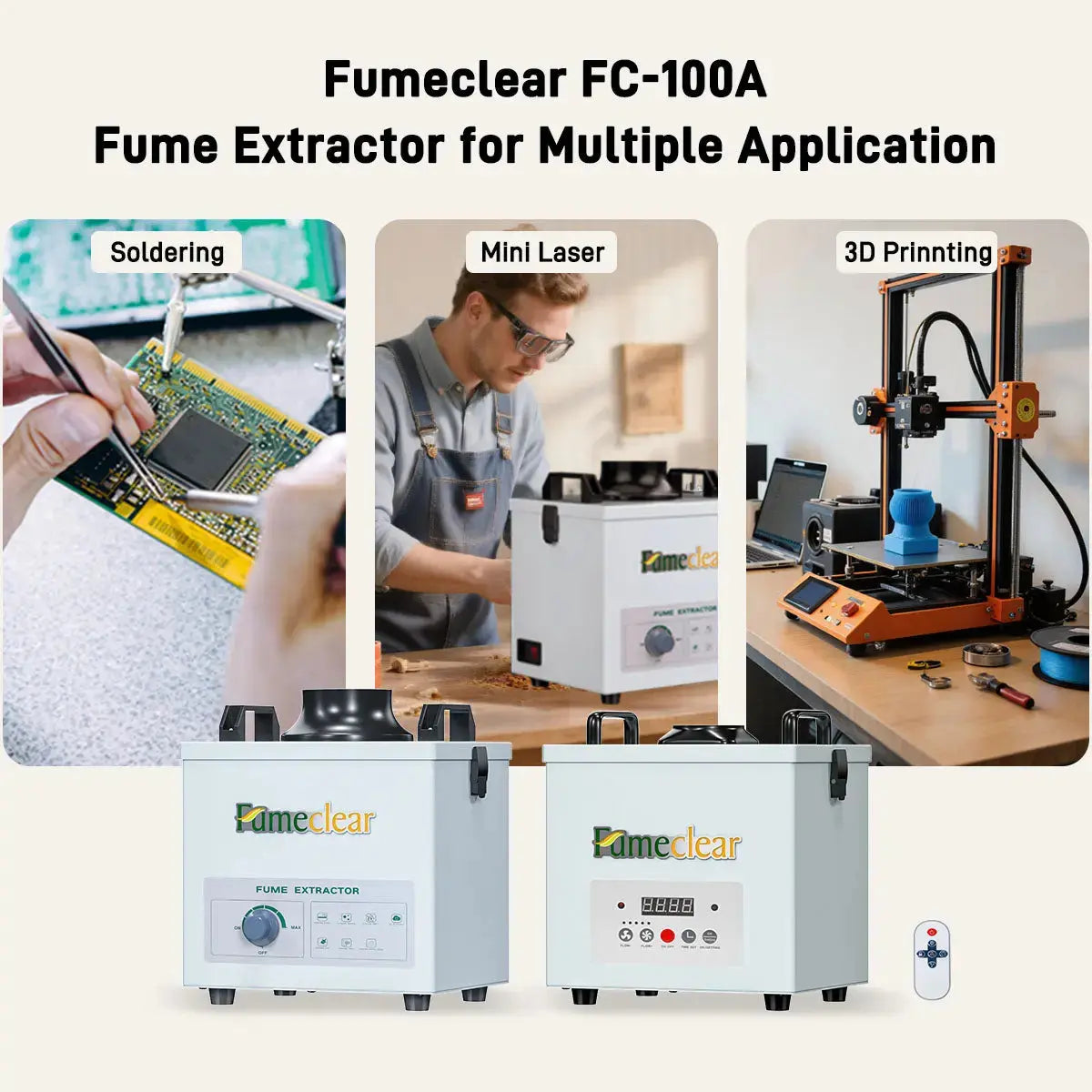 Fumeclear® FC-100A Solder Fume Extractor - 99.97% Filtration for Safe Soldering fumeclear fumeclear