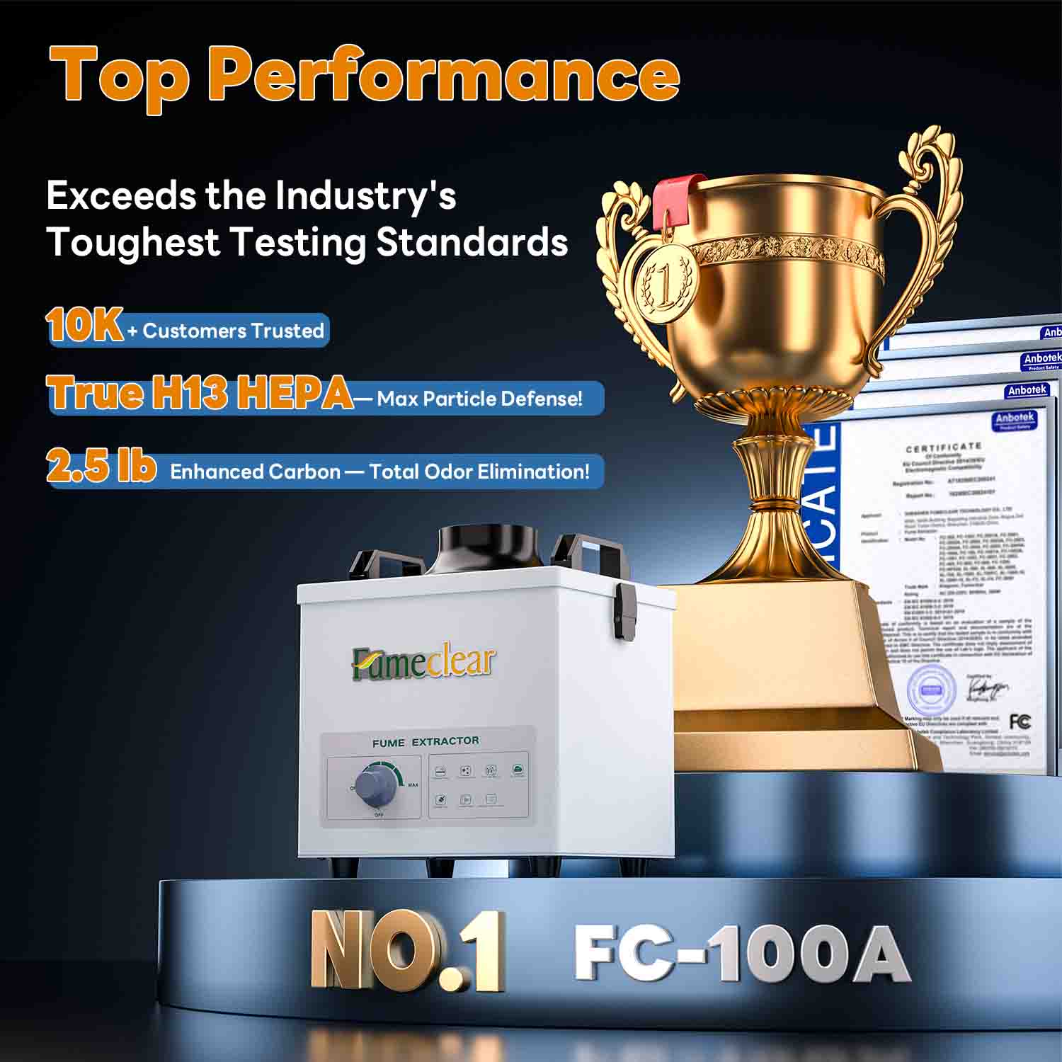 Fumeclear® FC-100A Solder Fume Extractor - 99.97% Filtration for Safe Soldering