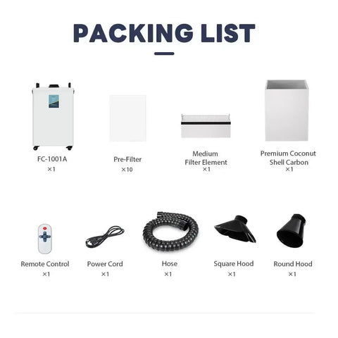 Fumeclear FC-2002 light grey fume extractor full packing list