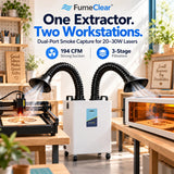 Fumeclear® FC-2003 Portable Laser Fume Extractor with Dual-Port for 20-30W Laser Engraver fumeclear fumeclear