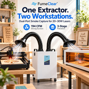 Fumeclear® FC-2003 Portable Laser Fume Extractor with Dual-Port for 20-30W Laser Engraver fumeclear fumeclear