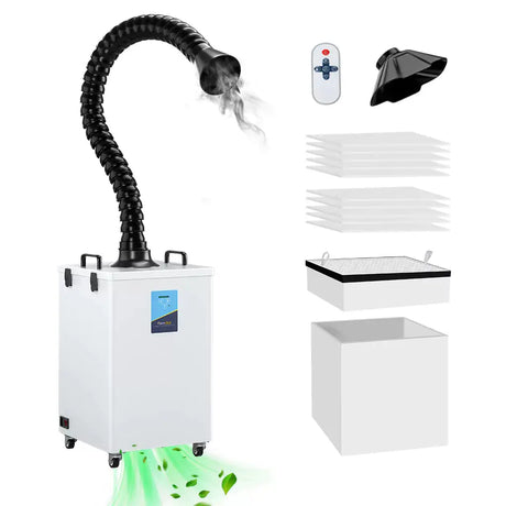 Fumeclear FC-2004 fume extractor with complete accessories including remote control, replacement filters, nozzles and hood