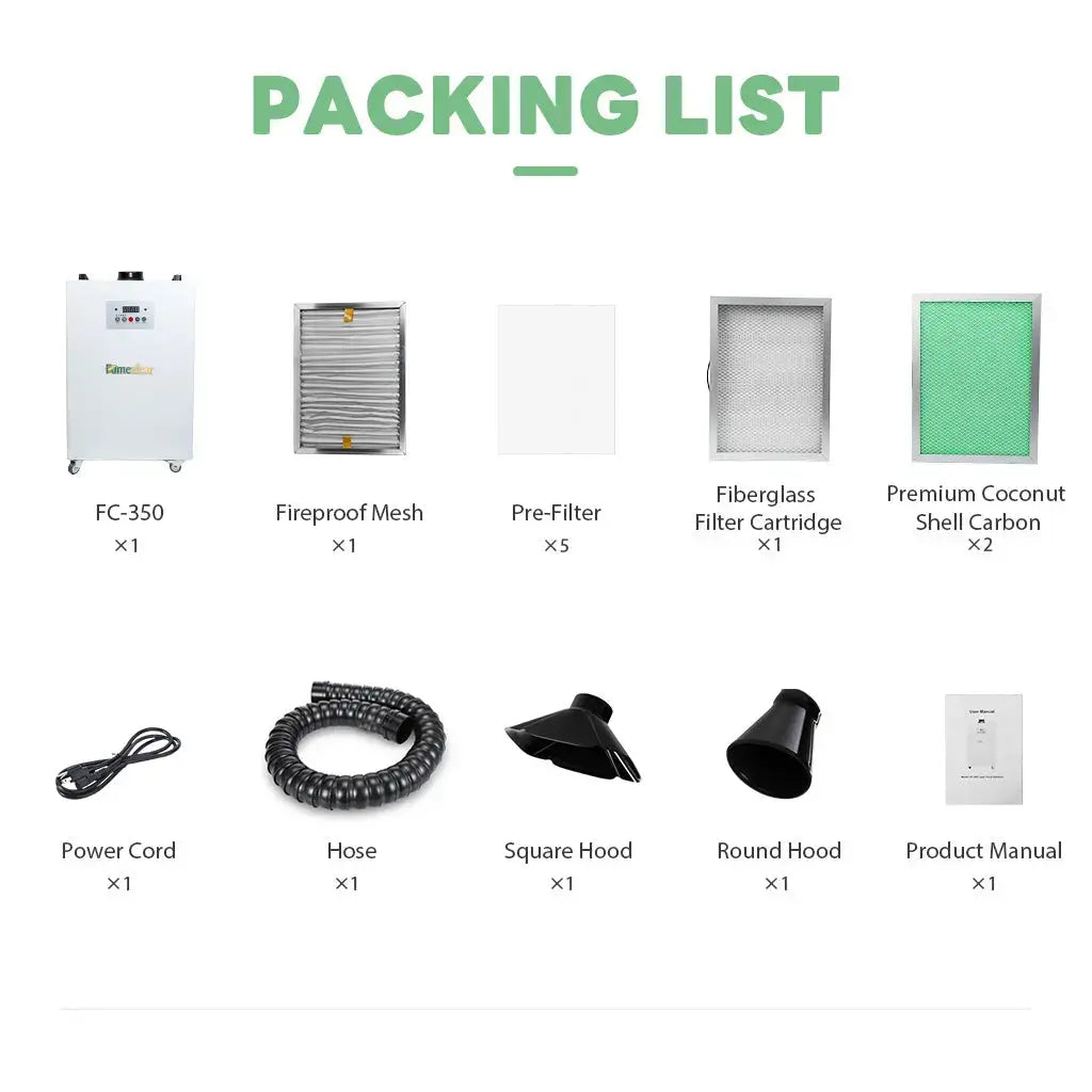 Fumeclear FC-350 packing list