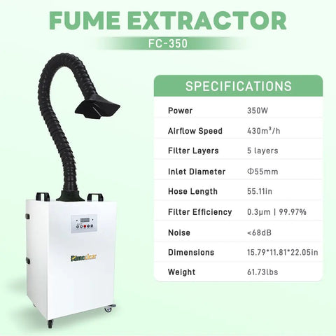 Fumeclear® FC-350 350W Laser Fume Extractor for Welding, Laser Engravers, Cutting fumeclear fumeclear