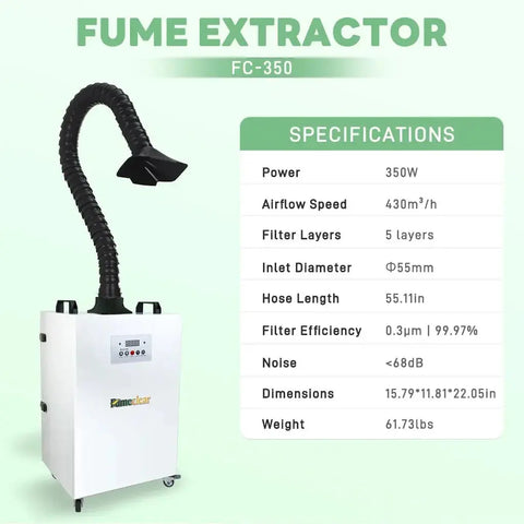Fumeclear® FC-350 350W Laser Fume Extractor for Welding, Laser Engravers, Cutting fumeclear fumeclear