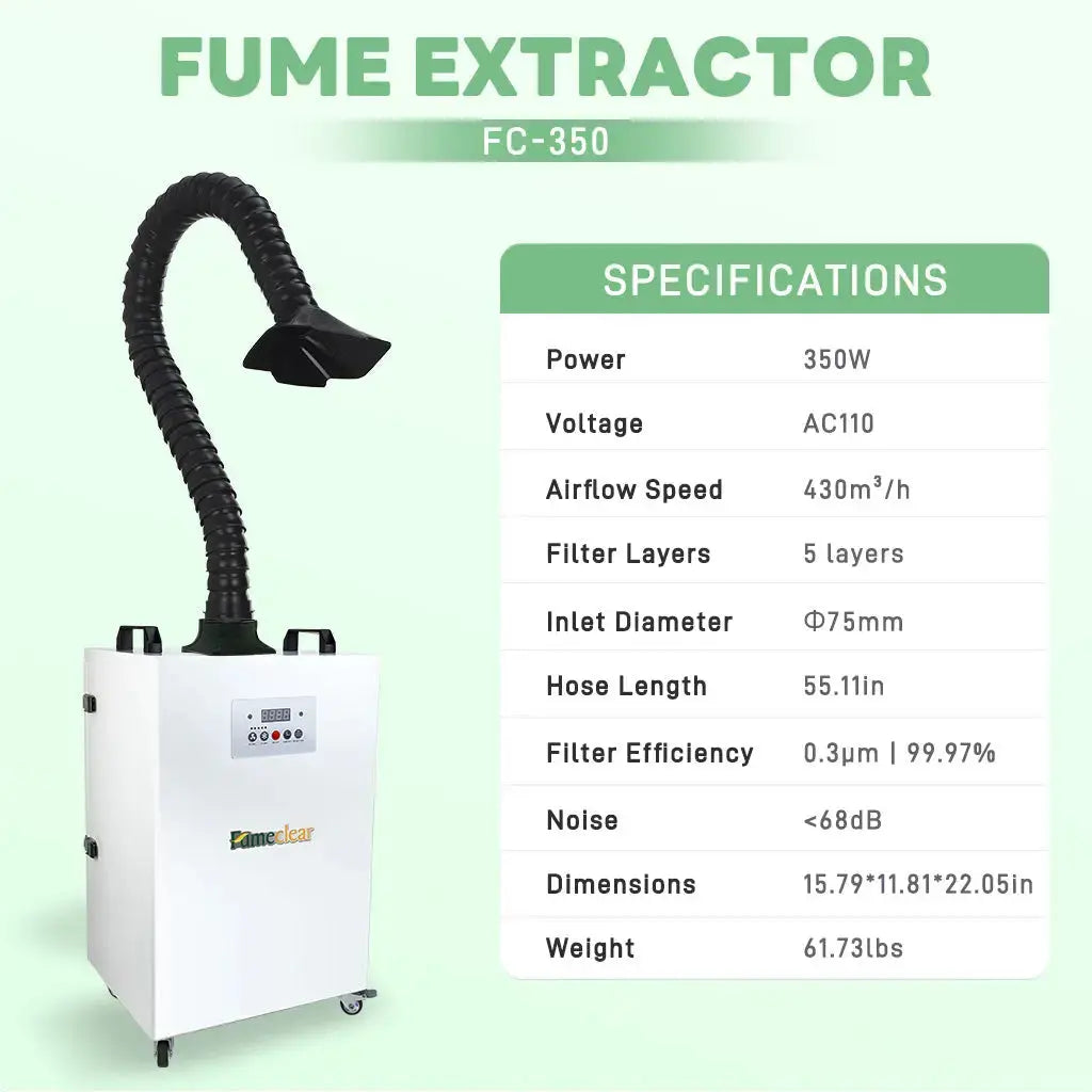 Fumeclear® FC-350 350W Laser Fume Extractor for Welding, Laser Engravers, Cutting fumeclear fumeclear