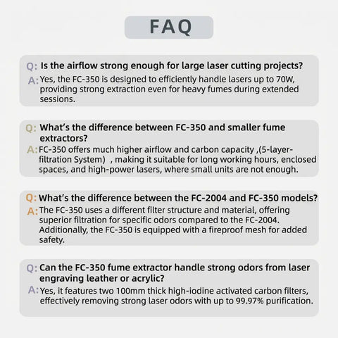 FC-350 Fume Extarctor Frequently Asked Questions  Fumeclear