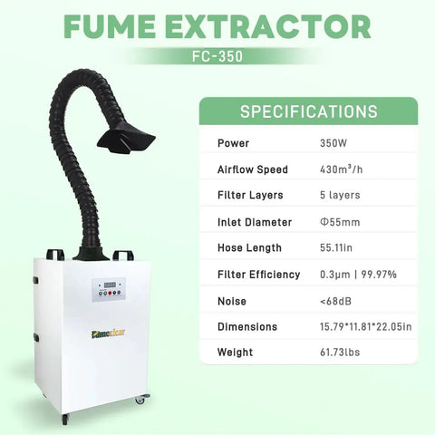 Fumeclear® FC-350 350W Laser Fume Extractor for Welding, Laser Engravers, Cutting fumeclear fumeclear