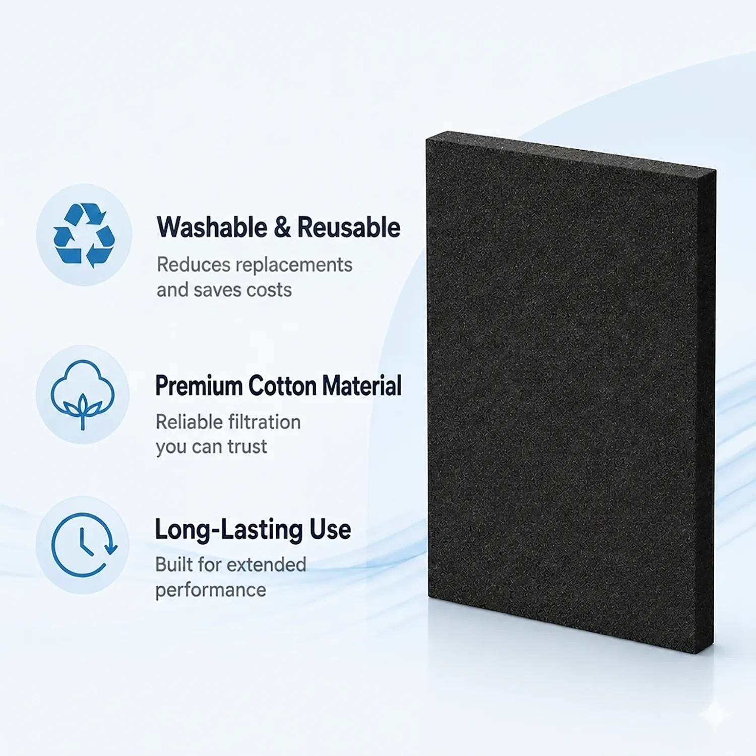 FUMECLEAR FC-350 Washable Pre-Filter made of premium cotton material, washable reusable long lasting air purifier filter