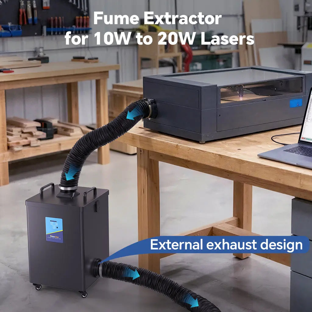Fumeclear® Solder Fume Extractor with Exhaust for S1, D1 Pro 10W to 20W Laser Engraver FC-2002A fumeclear fumeclear