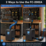 The FumeClear FC-2002A supports two types of duct connections, making it suitable for different applications.