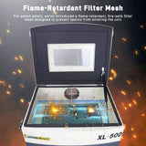 Fumeclear XL-500 industrial fume extractor flame-retardant filter mesh prevents sparks from entering the unit for enhanced safety