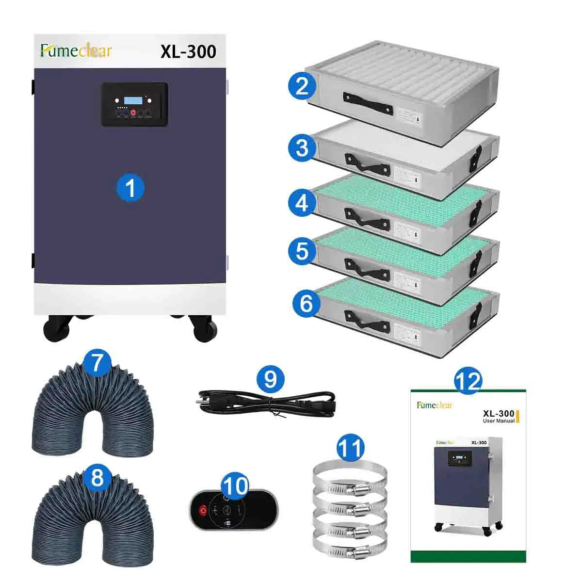 Fumeclear-xl-300-laser-fume-extractor-package-list