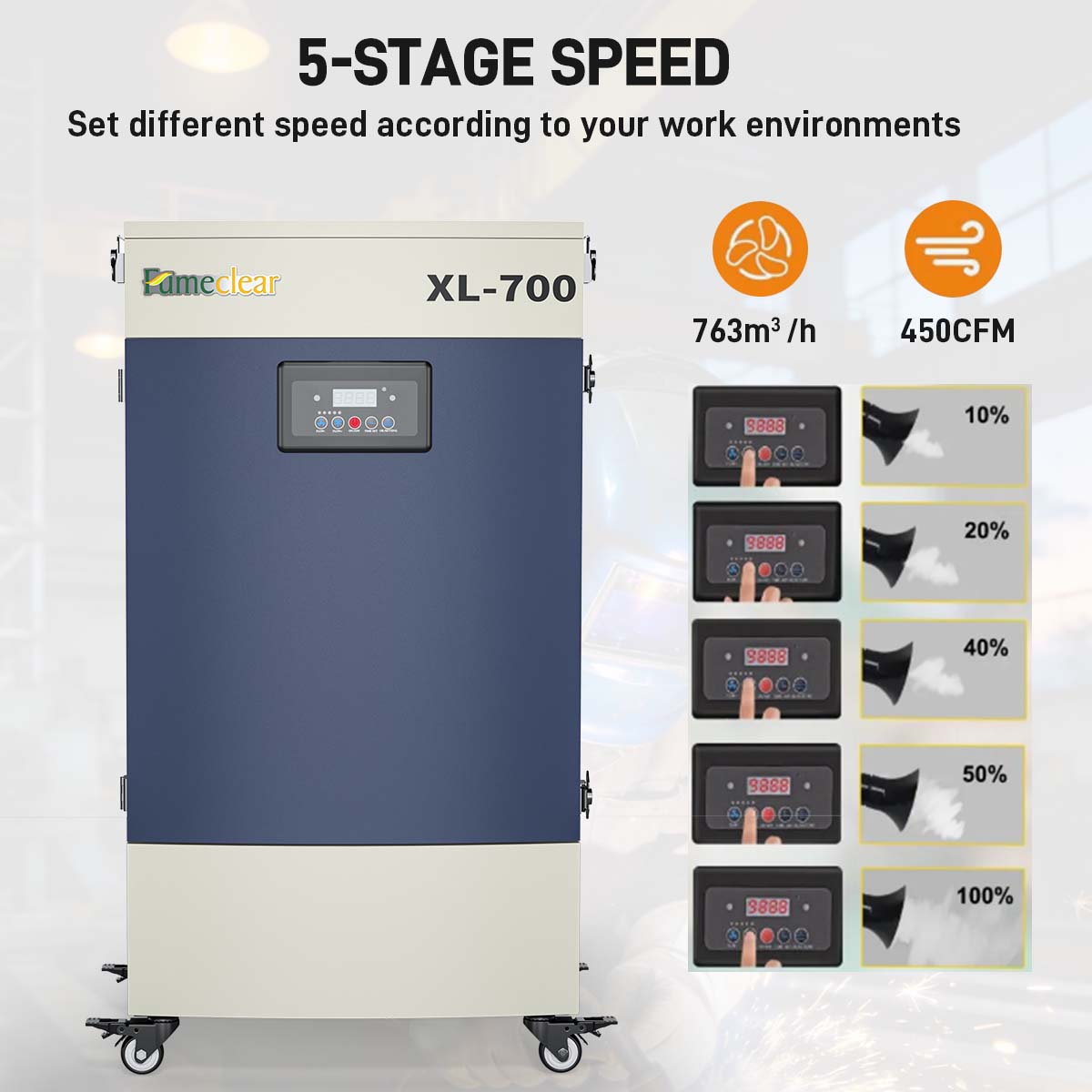 Industrial Laser Fume Extractor XL-700 for Heavy Smoke & VOCs