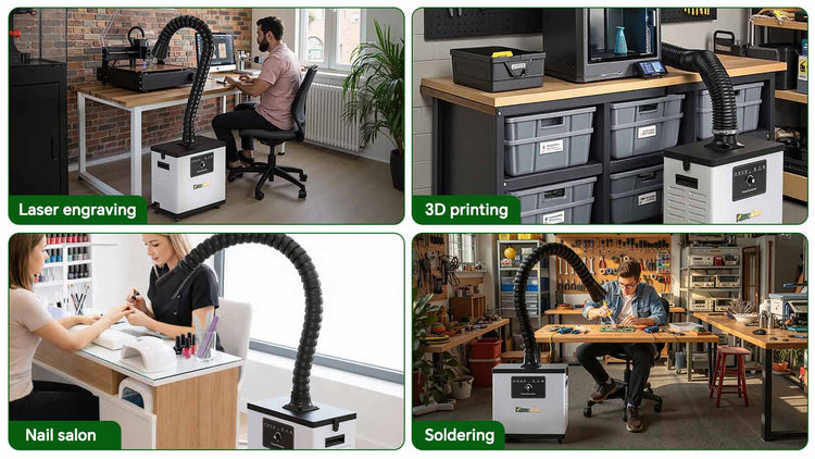 Fumeclear FC-1001A fume extractor for under 30W laser engraver and soldering used in laser engraving, 3D printing, nail salon and soldering