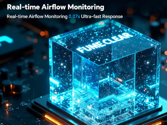 Real-time airflow monitoring 0.07s ultra-fast response on Fumeclear FC-2002A fume extractor
